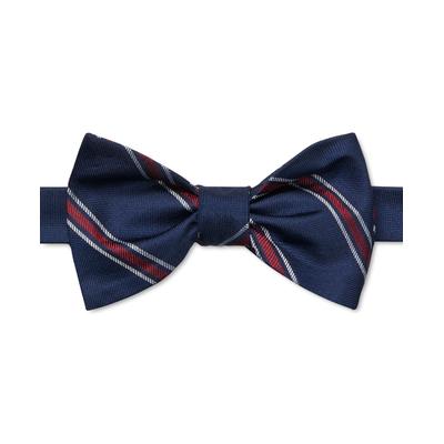 Tommy Hilfiger Mens Classic fit Bow Tie Necktie Pocket Square Red Striped