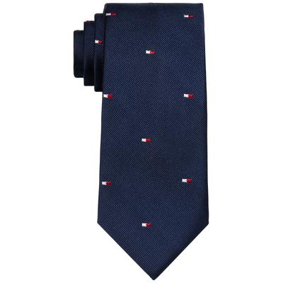 Tommy Hilfiger Men's TH Logo Conversational Tie Navy