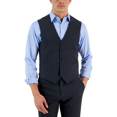 Tommy Hilfiger Mens Modern fit Button-Up Vest Small Charcoal Gray Solid