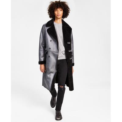 INC International Concepts Men's Faux Shearling Overcoat Dark Gray Medium