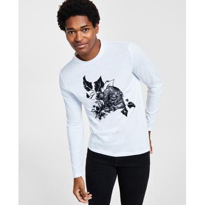 INC International Concepts Devon Men's Cotton Crewneck Graphic T shirt  White Small