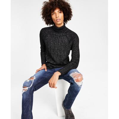International Concepts Men's Metallic Cable Knit Turtleneck Sweater Xl Black