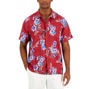 Tommy Bahama Men's Bordeaux Blooms Silk Shirt  Sangria Red  Size Large