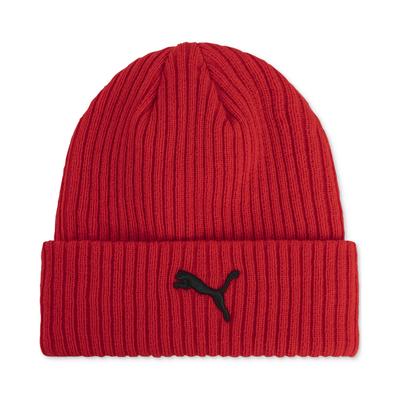 Puma Men's Cuffed Embroidered Logo Beanie Hat Red Black
