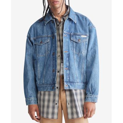 Calvin Klein Men's Archive Trucker Jacket  Blue   Blue Medium