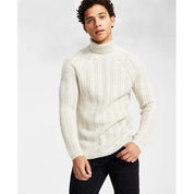 International Concepts Men's White Large Metallic Cableknit Turtleneck Sweater
