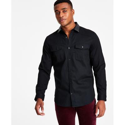International Concepts Men's Classic Fit Button Down Shirt Deep Black XL