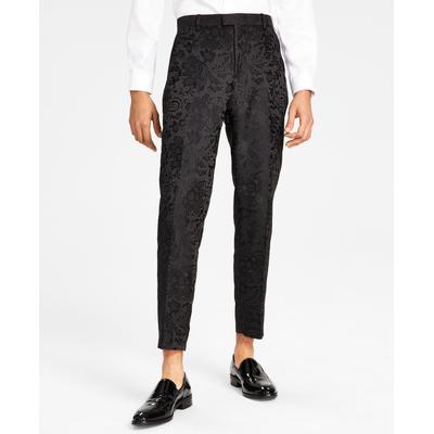 INC international Cocepts Mens Slim-Fit Floral Dress Pants Deep Black 38 x 30