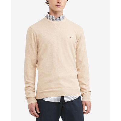 Tommy Hilfiger Men's Signature Solid Crew Neck Sweater Dark Barley Heather Medium