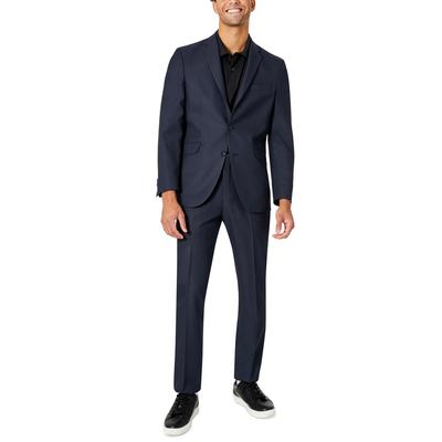 KENNETH COLE Men's Suit 36S / 29 x 32 Navy Blue Birdseye Slim-Fit Flex Stretch