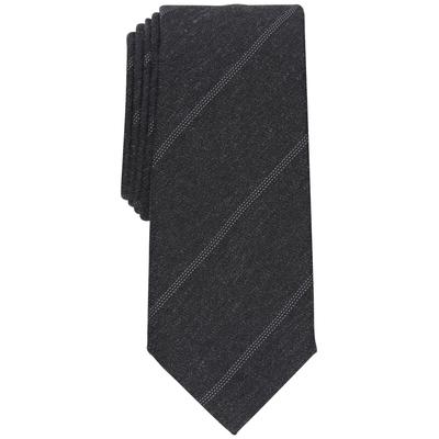 Alfani Mens Slim Stripe Charcoal Grey Tie Necktie