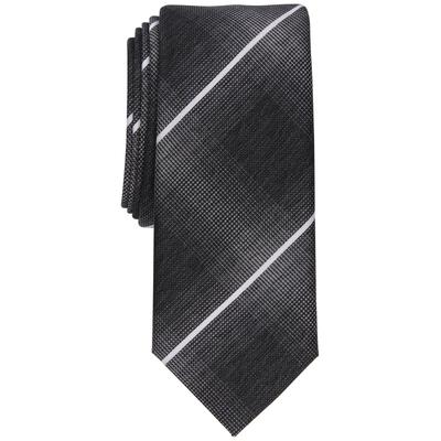 Alfani Mens Slim Plaid Tie Black OS