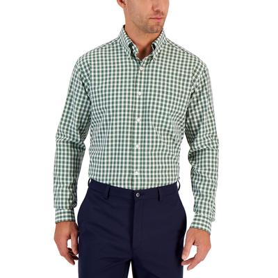 Club Room Men's Regular Fit Boledo Plaid Dress Shirt Green White 15 32 33