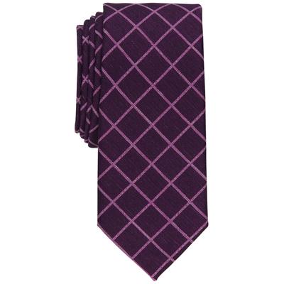 Alfani Men's Blossom Grid Slim Necktie Plum