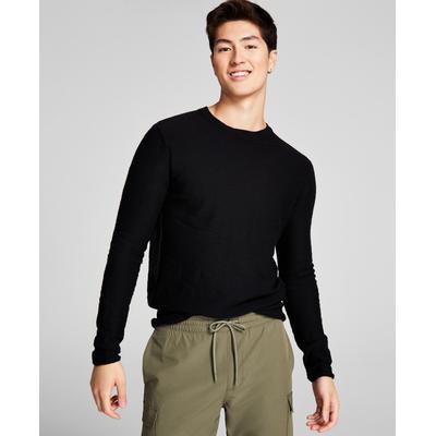 And Now This Men's Solid Crewneck Knit Sweater Black Medium