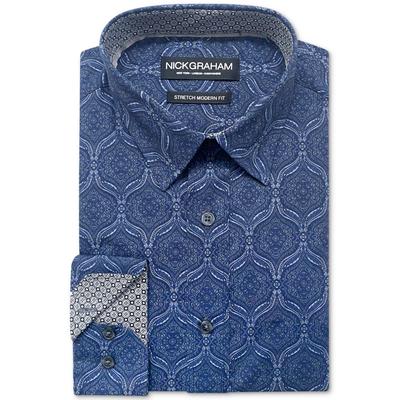 Nick Graham Mens Modern Fit Blue Button Down Dress Shirt  15.5 / 32 - 33