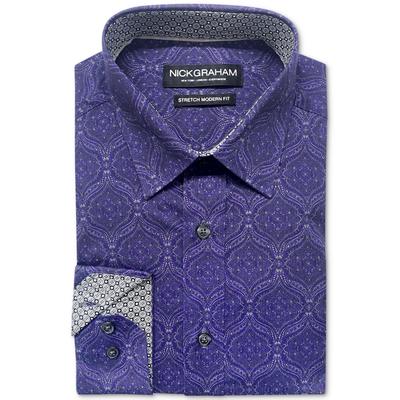 Nick Graham Mens Modern Fit Purple Button Down Dress Shirt  16 - 16.5 / 32 - 33