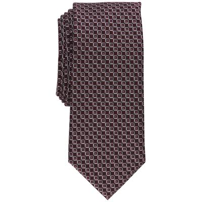 Alfani Mens Tie Tindall Mini Medallion Necktie Burgundy OS