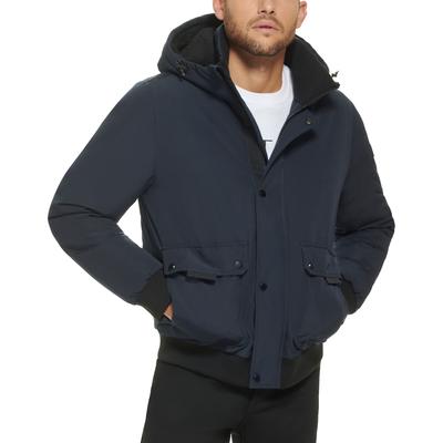 Calvin Klein Men's Performance Hooded Short Parka  Jacket Coat Navy Blue Large