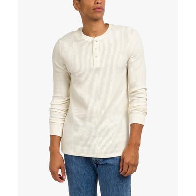 Junk Food Men's Rider Long Sleeve Waffle Knit Henley Shirt White Medium