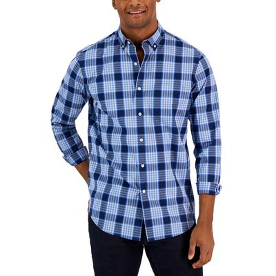 Club Room Mens Navy Plaid Shirt Small