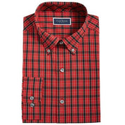 Club Room Men's Red Black Plaid Button Down Dress Shirt Large