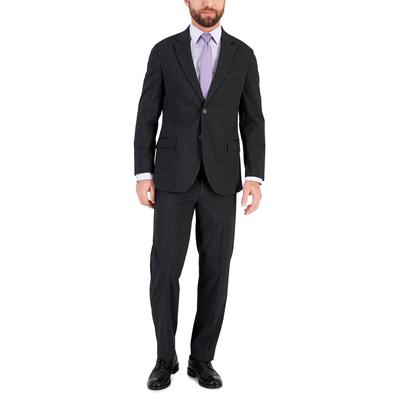 Nautica Mens Slim fit 2 Piece Suit 36 R / 30 Waist Grey Striped Stretch