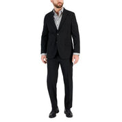 Nautica Mens Slim Fit Black Pinstripe Suit 42R / 36 x 32 Flat Pant