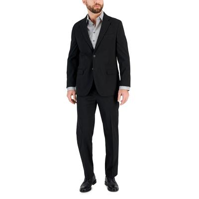 Nautica Mens Modern fit 2 Piece Suit 44 R / 38 Waist Black Striped Stretch