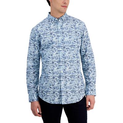 Club Room Men's Gone Fishing Classic-Fit Button Down Shirt  Pale Ink Blue Medium