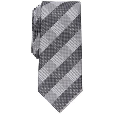 Alfani Men's Slim Plaid Tie Grey Necktie