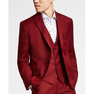 Bar Iii Men's Slim Fit Red Solid Suit Jacket Red 36R