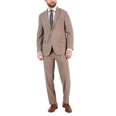 Nautica Mens Slim fit 2 Piece Suit 38 R / 32 Waist Beige Solid Stretch