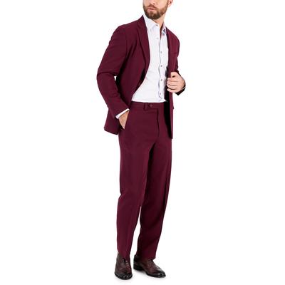 NAUTICA Mens Suit 40R / 34 x 32 Burgundy Red Modern-Fit Bi-Stretch