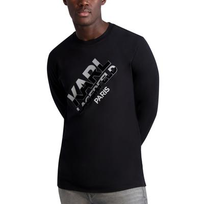 Karl Lagerfeld Paris Men's Slim Fit Logo Tee Long Sleeve Short Medium Black