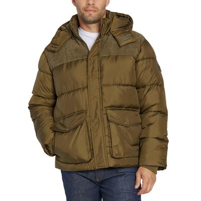Sean John Mens Cargo Coat Puffer Jacket Olive Green Medium