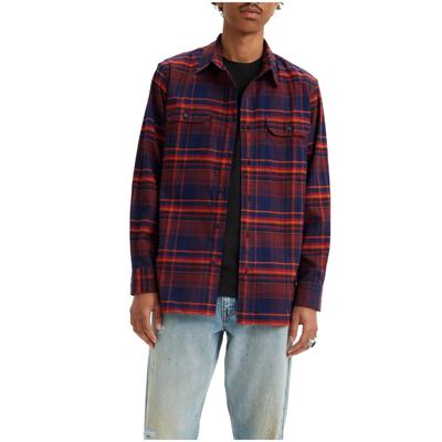 Levis Mens Classic Worker Button Down Shirt Red Nathan Plaid 2XL