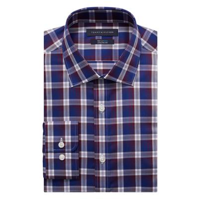 Tommy Hilfiger Men's Flex Cool Athletic Fit Dress Shirt  Burgundy Navy 17 34 35