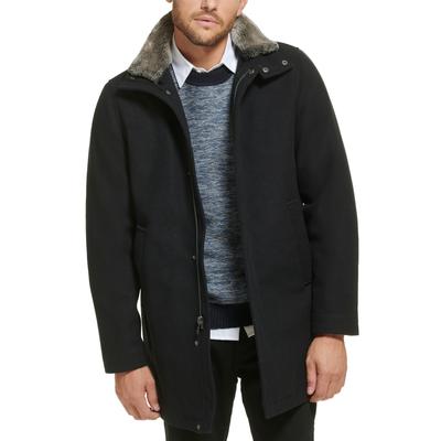 Calvin Klein Men's Urban Walker Coat Detachable Faux Fur Black Large