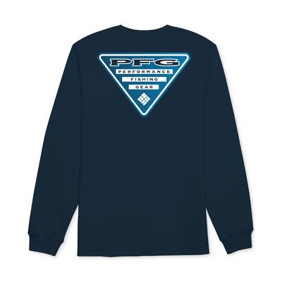 Columbia Men's Pfg Classic-Fit Triangle Logo Graphic Long Sleeve T-Shirt Navy XL