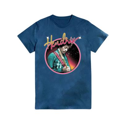Philcos Men's Jimi Hendrix Washed T Shirt Blue Medium