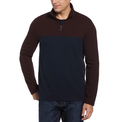Perry Ellis Mens Regular fit Mock Neck Quarter zip Sweater Medium Red