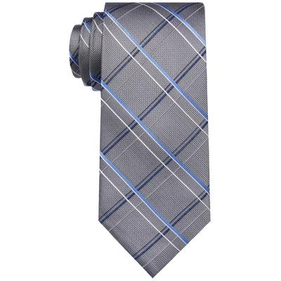 Michael Kors Men's Classic Design Windowpane Tie Grey Necktie
