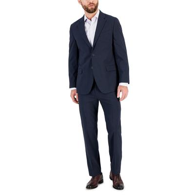 Nautica Mens Modern Fit Bi Stretch Suit 40S / 34 x 32 Blue Tick Plaid