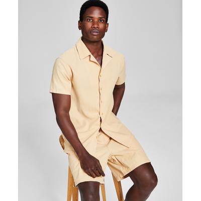 And Now This Mens Classic-Fit Button-Down Shirt Sand Large