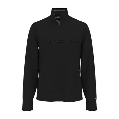 Tommy Hilfiger Men's Mock Neck Quarter Zip Sweater Black Large