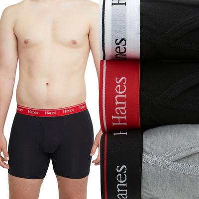 Hanes Originals Mens 3 Pack Boxer Brief Underwear Black Grey Medium