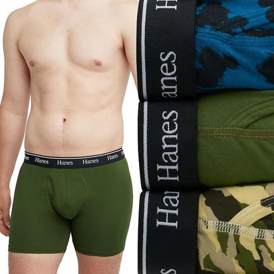 Hanes Originals Mens 3 Pack Boxer Briefs Green Blue XL