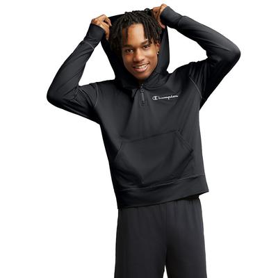 Champion Mens All Day MVP Quarter Zip Hoodie Sweatshirt Black 2XL