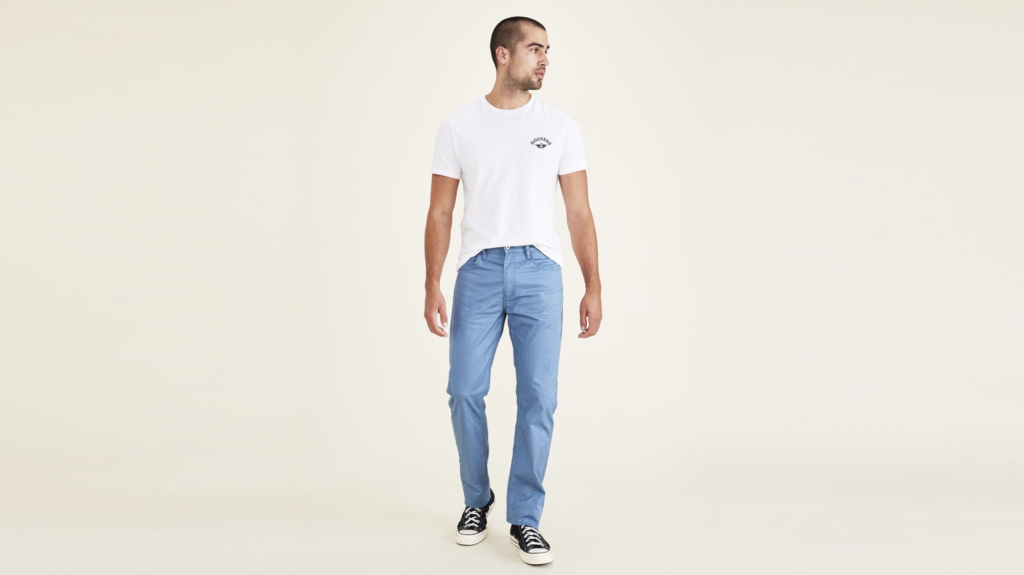 Dockers Mens Big Tall Straight Fit Khaki Tech Jean Cut Pants Blue 50 x 30